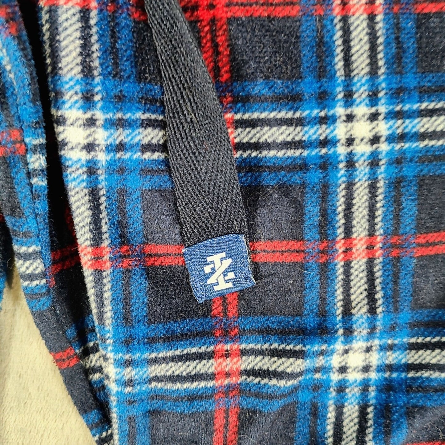 Izod Mens Red and Blue Plaid Fleece Pajama Sleep Pants (Medium)