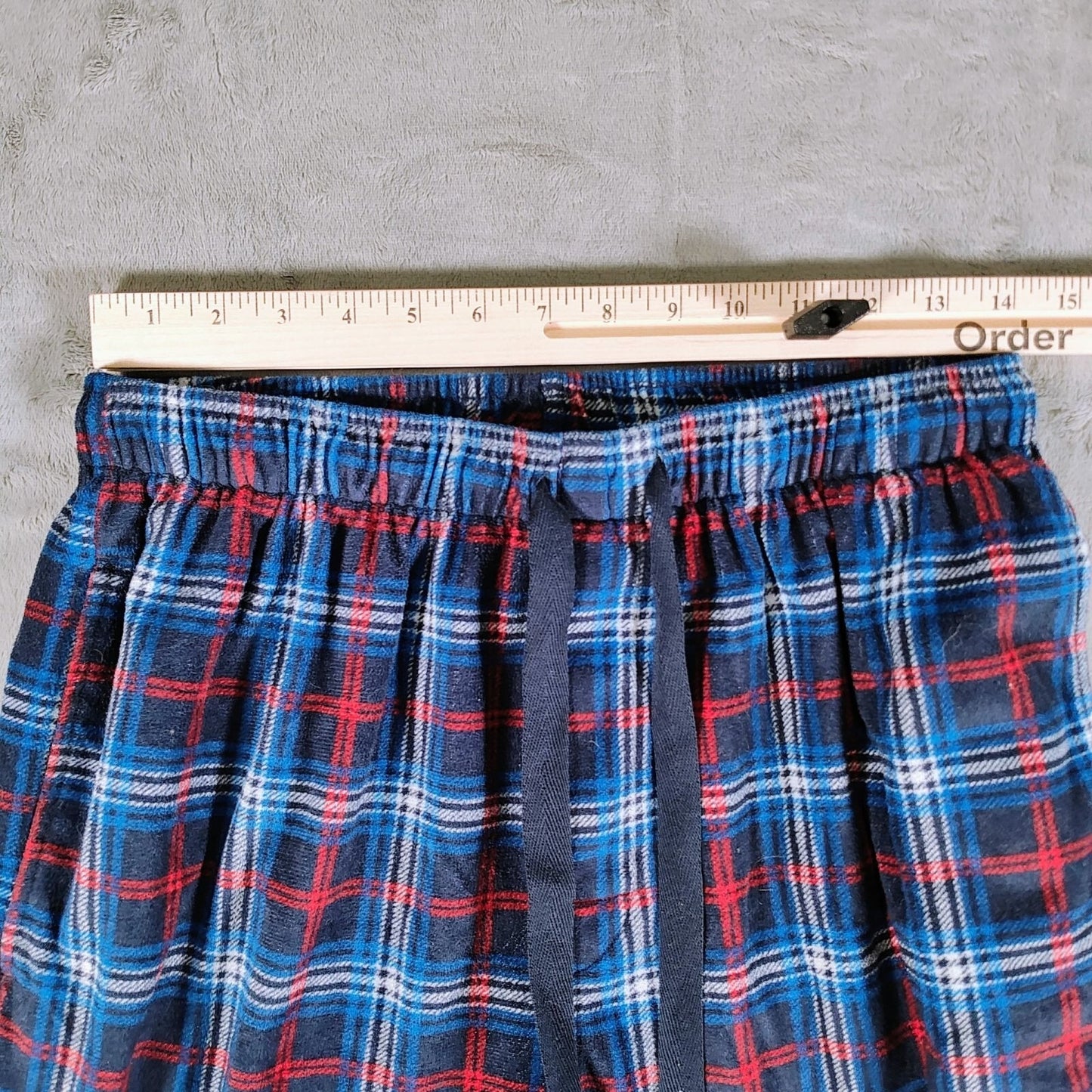 Izod Mens Red and Blue Plaid Fleece Pajama Sleep Pants (Medium)