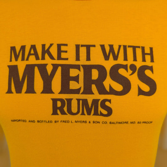 Vintage 1980s Anvil Golden Yellow "Make it with Myers's Rums" Promo Shirt (S)