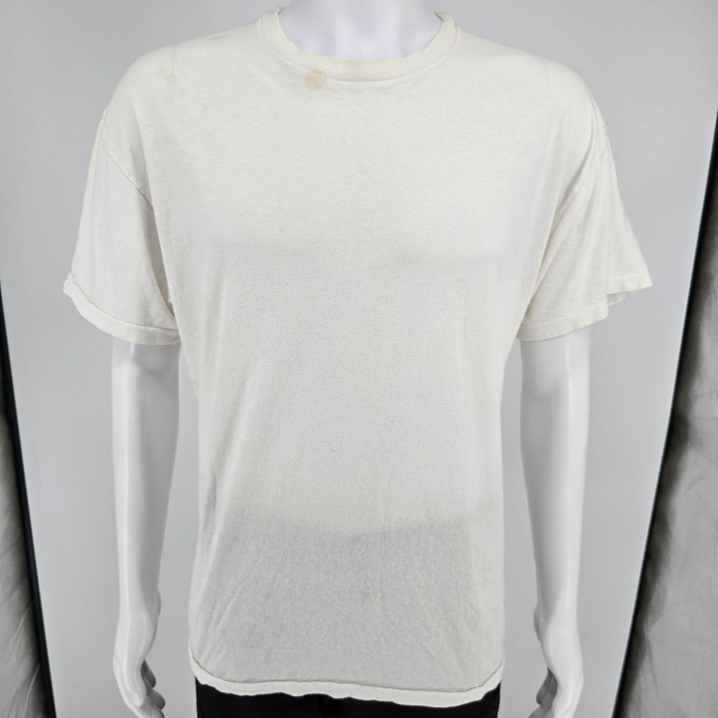 Vintage Y2K/ Early 2000s Hanes White Blank Single Stitch Cotton T-Shirt (L/XL)