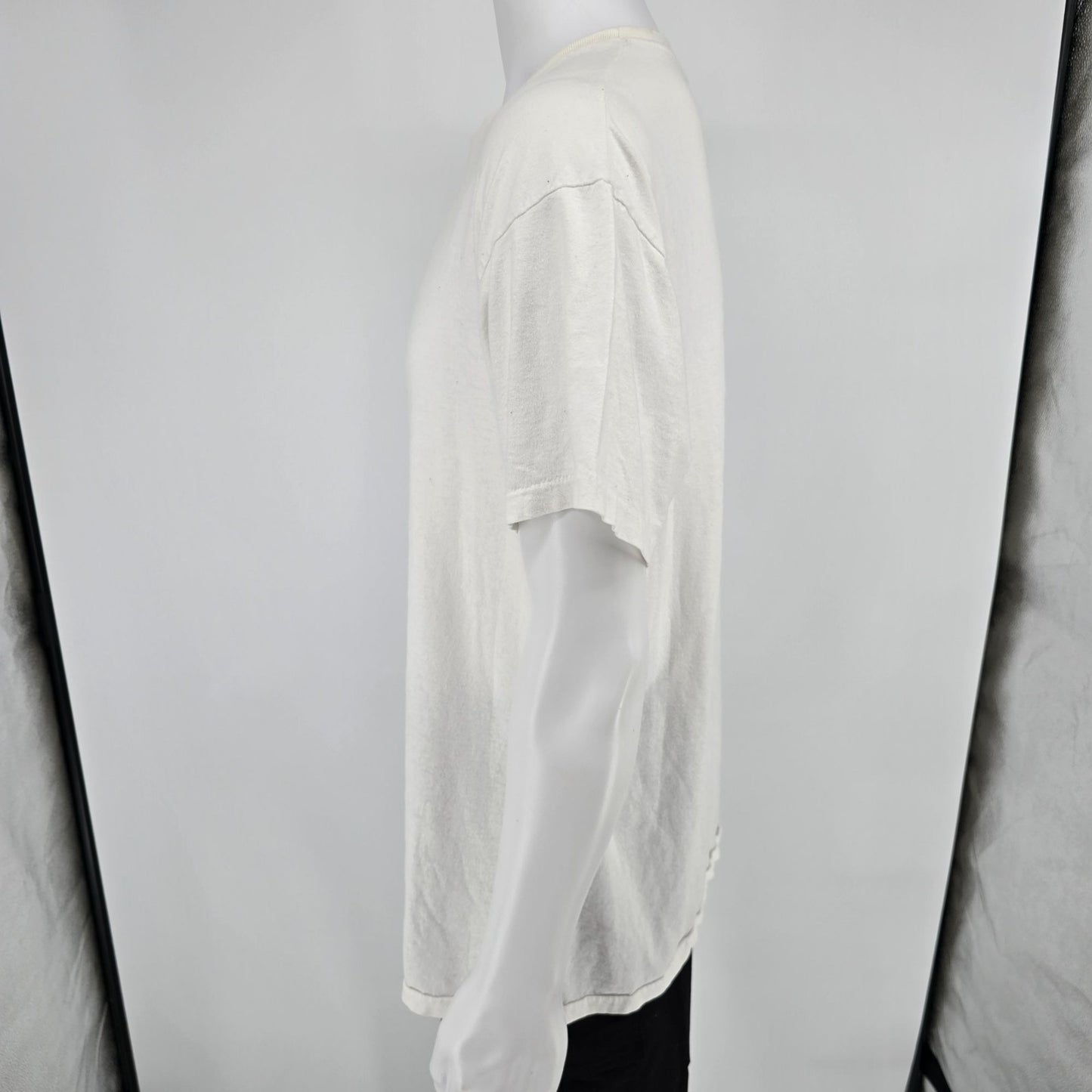 Vintage Y2K/ Early 2000s Hanes White Blank Single Stitch Cotton T-Shirt (L/XL)