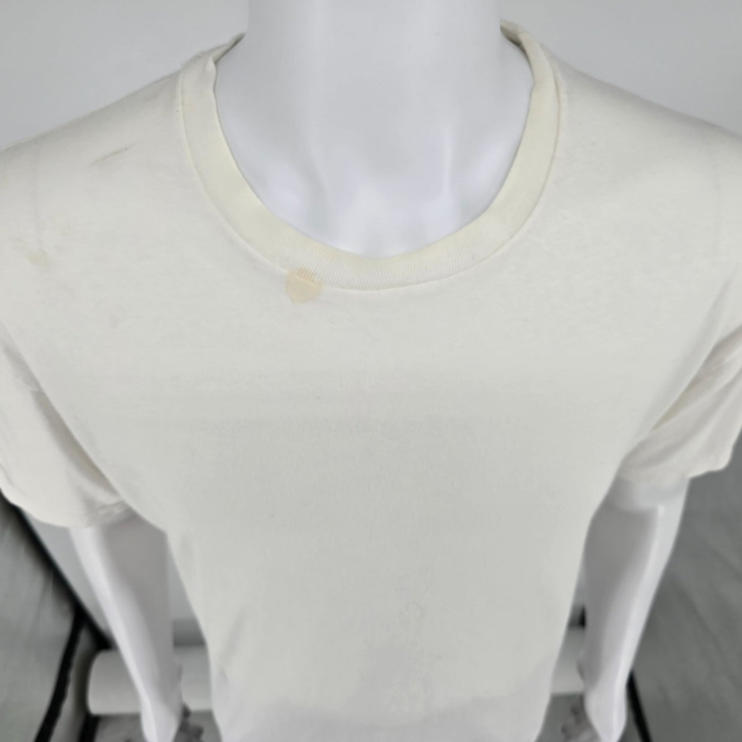 Vintage Y2K/ Early 2000s Hanes White Blank Single Stitch Cotton T-Shirt (L/XL)