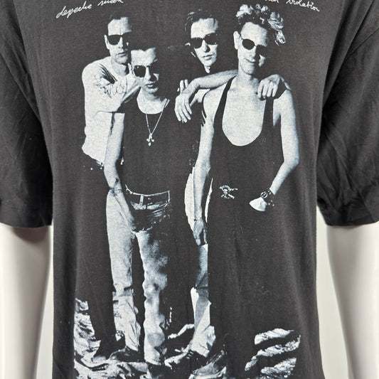 Vintage 1990 Depeche Mode World Violation Tour Black Concert T-Shirt (XL)