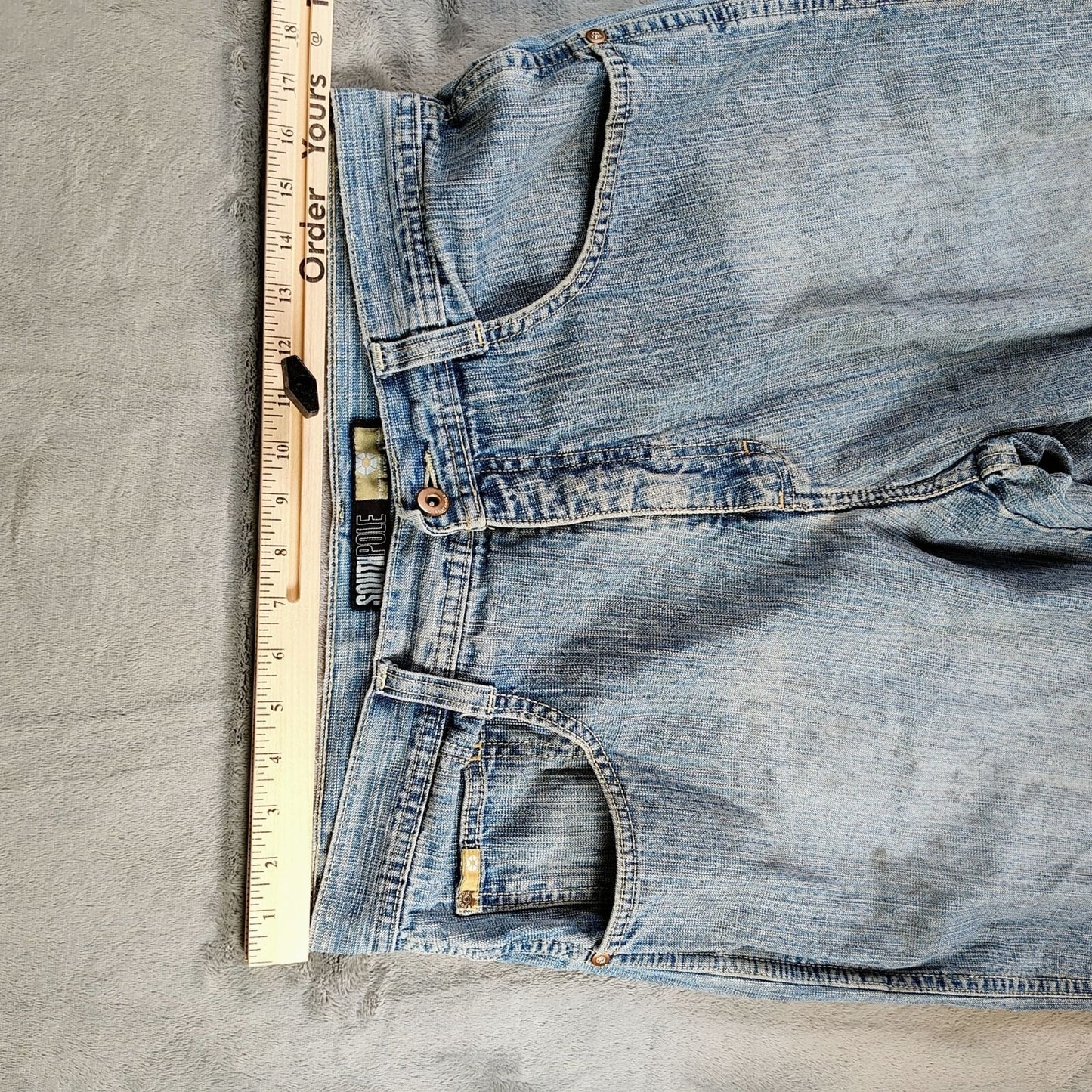 Y2K Southpole Men's Gold Tab Relaxed Fit Distressed Denim Jeans (Size 34x30)