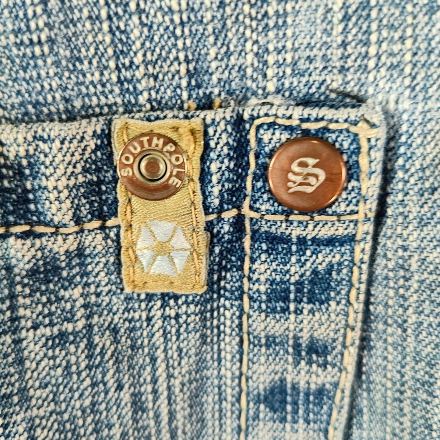 Y2K Southpole Men's Gold Tab Relaxed Fit Distressed Denim Jeans (Size 34x30)