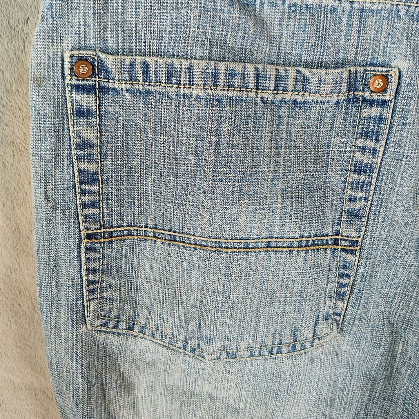 Y2K Southpole Men's Gold Tab Relaxed Fit Distressed Denim Jeans (Size 34x30)