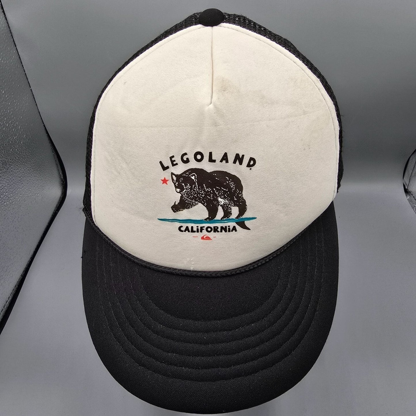 Distressed Legoland California Black & White Snapback Youth Size Trucker Hat