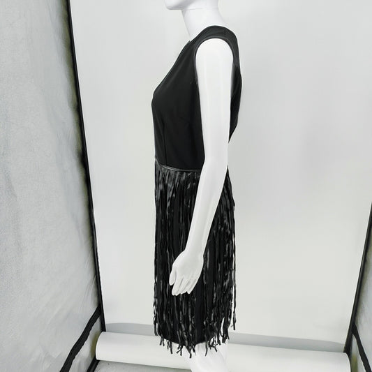 NWT Spense Women's Black Fringe Sleeveless Round Neck Sheath Dress (Size 8)