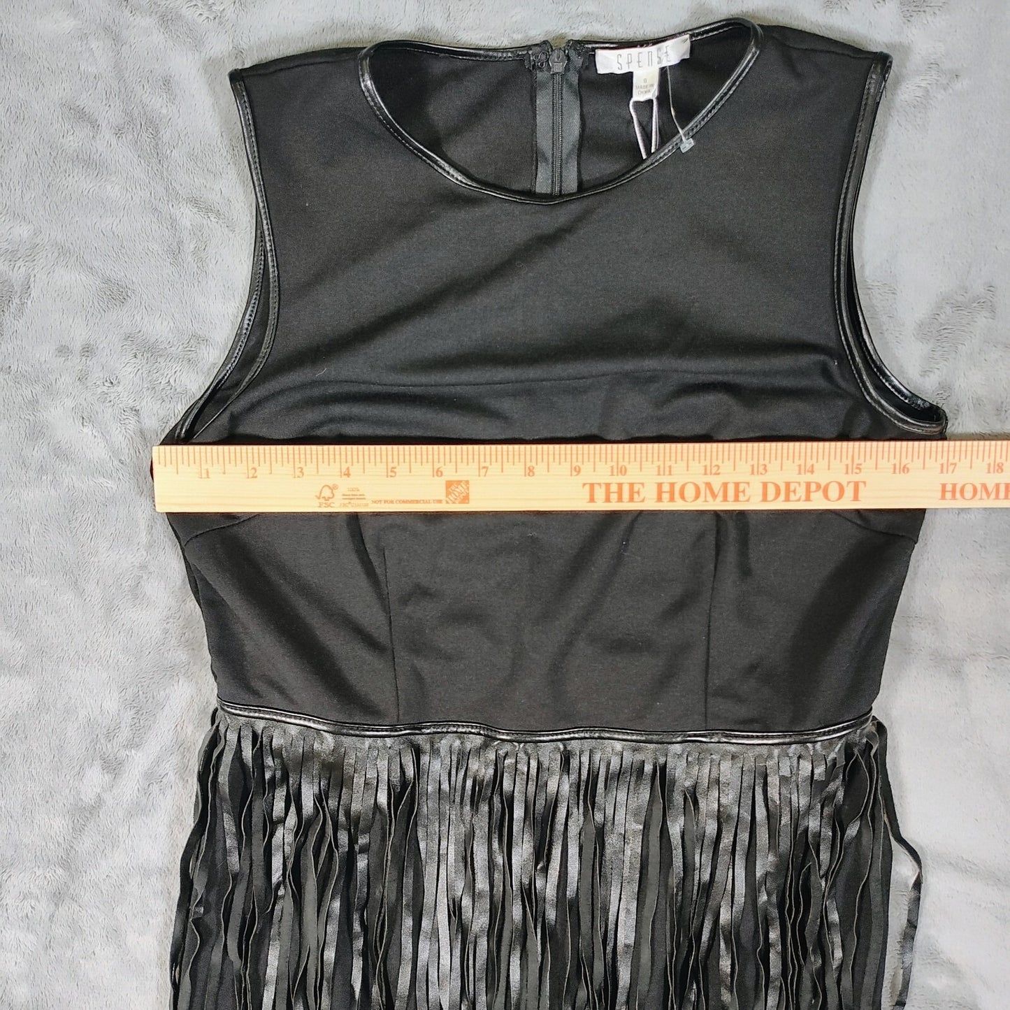 NWT Spense Women's Black Fringe Sleeveless Round Neck Sheath Dress (Size 8)