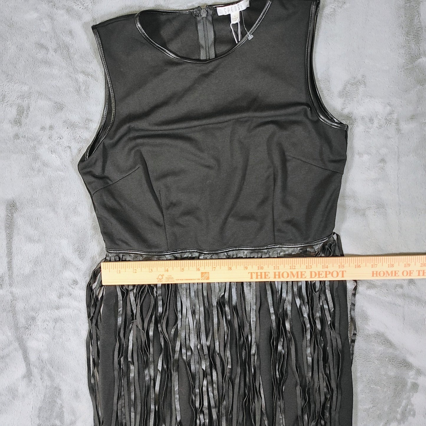 NWT Spense Women's Black Fringe Sleeveless Round Neck Sheath Dress (Size 8)