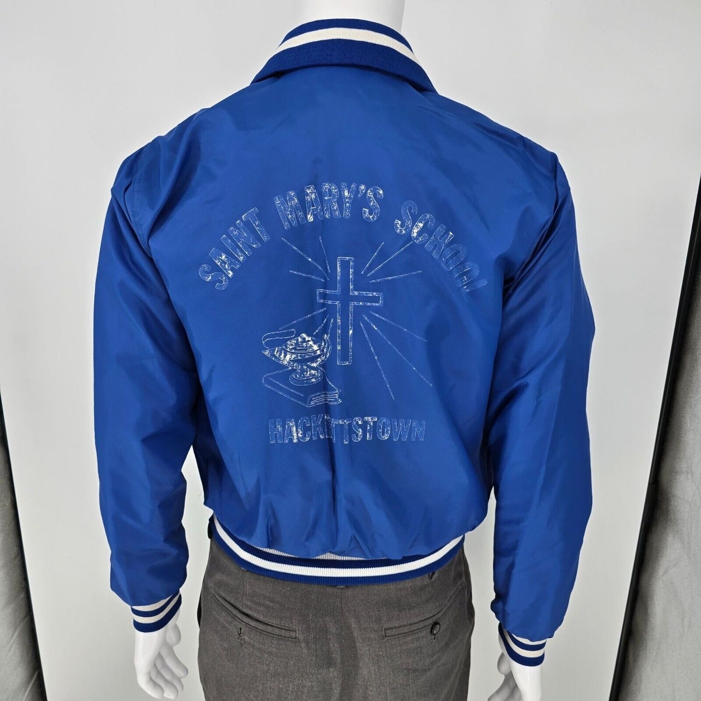 Vintage 1980s Windless Saint Mary's School Hackettstown Satin Bomber Jacket (M)