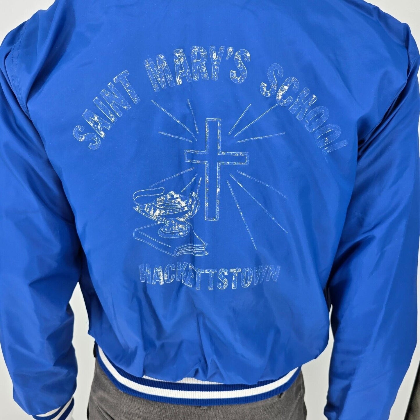 Vintage 1980s Windless Saint Mary's School Hackettstown Satin Bomber Jacket (M)