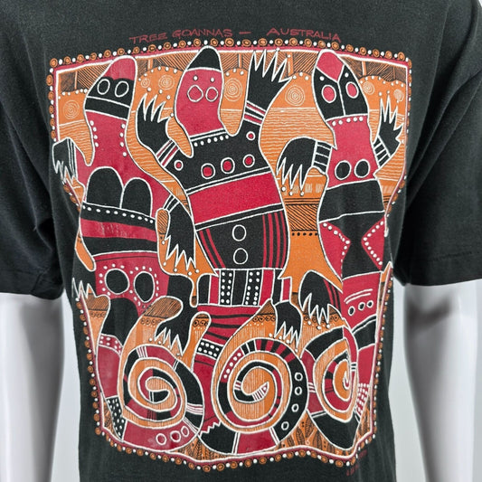 Vintage 1990s Outback Originals Tree Goannas Australia Aboriginal T-Shirt (XL)