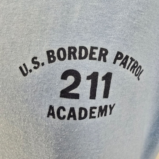 Vintage 1980s U.S. Border Patrol Academy Mean Green 211 Map Graphic T-Shirt (L)