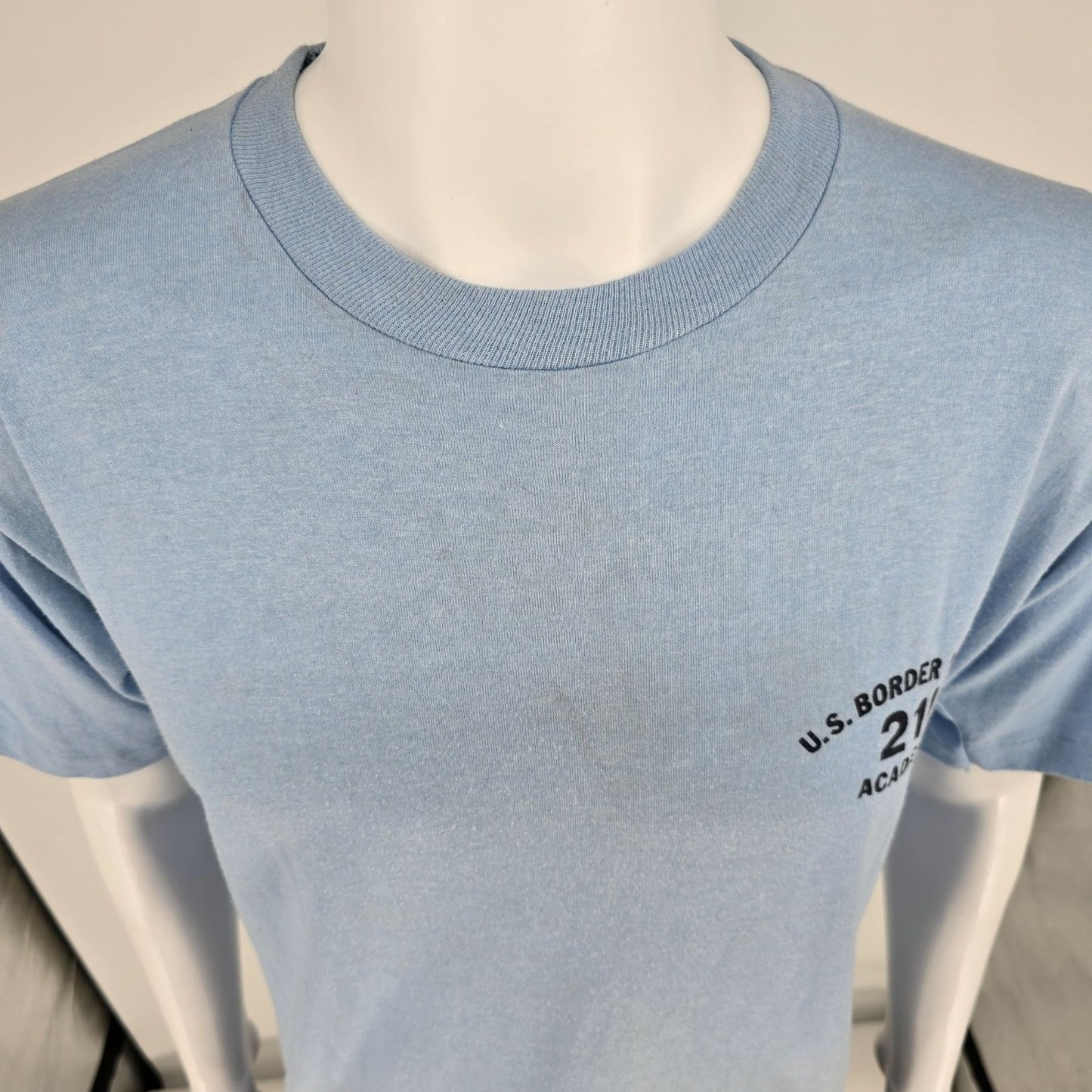 Vintage 1980s U.S. Border Patrol Academy Mean Green 211 Map Graphic T-Shirt (L)