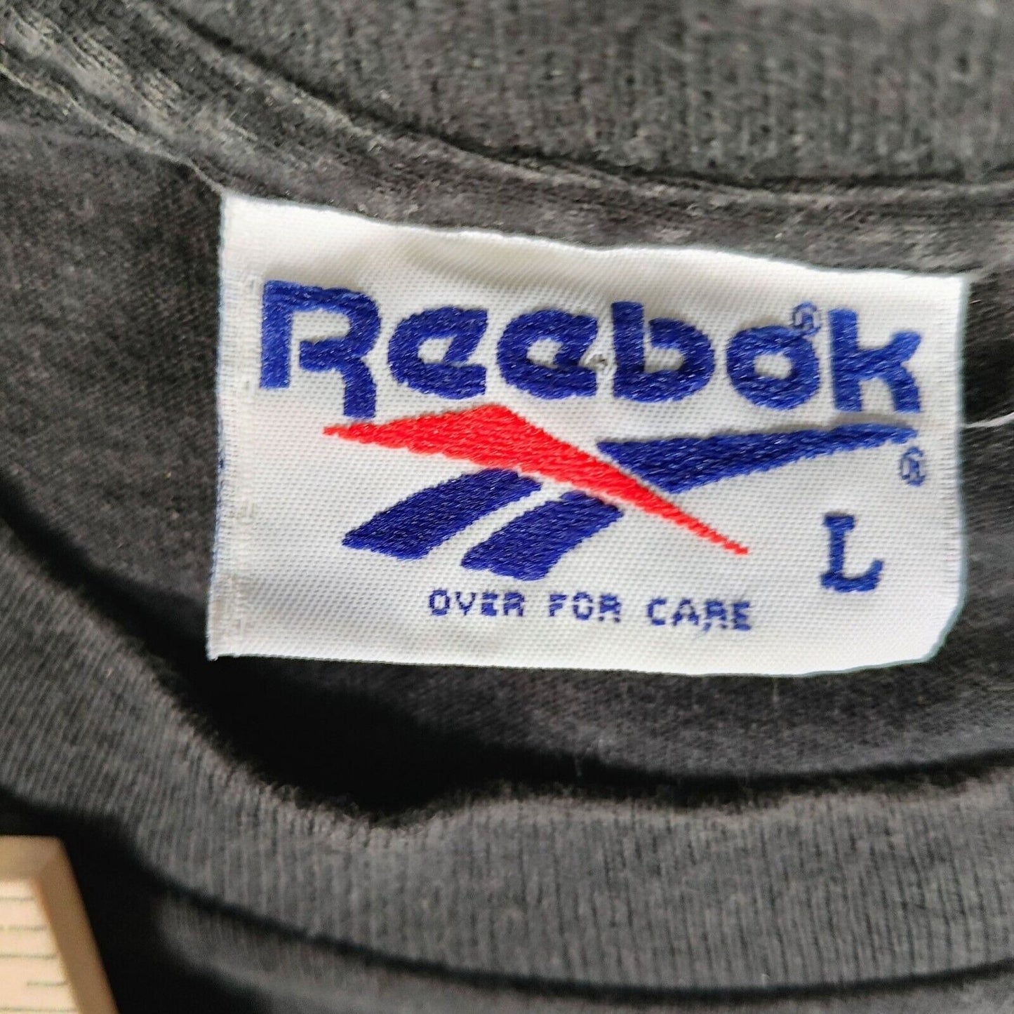 Vintage 1990s Single Stitch Reebok Vector Logo Made in USA Black T-Shirt (L)