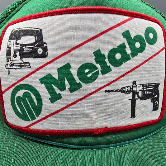 Vintage 1980s Headwear II Green Metabo Tools Snapback Trucker Hat (OSFA)
