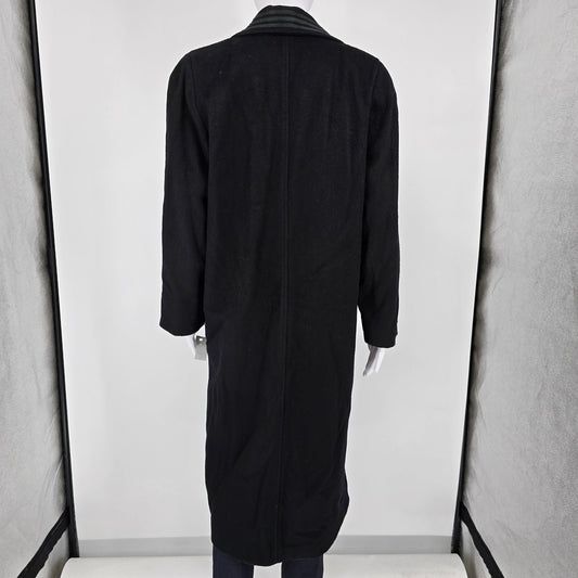 Vintage 1980s Donnybrook Black Hockanum Wool Double-Breasted Long Coat (8P)