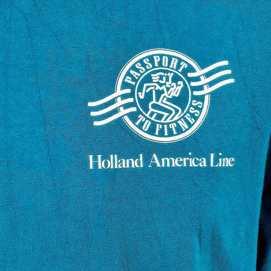 Vintage 1990s Holland America Line "Passport To Fitness" Graphic T-Shirt (L)
