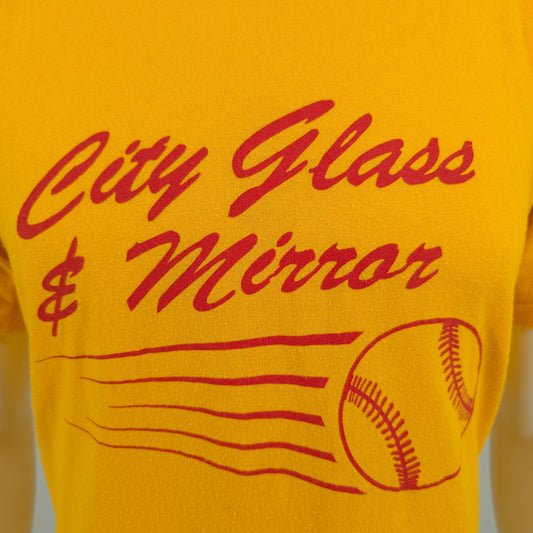 Vintage 1990s Jerzees City Glass & Mirror #2 Baseball/Softball T-Shirt (L)