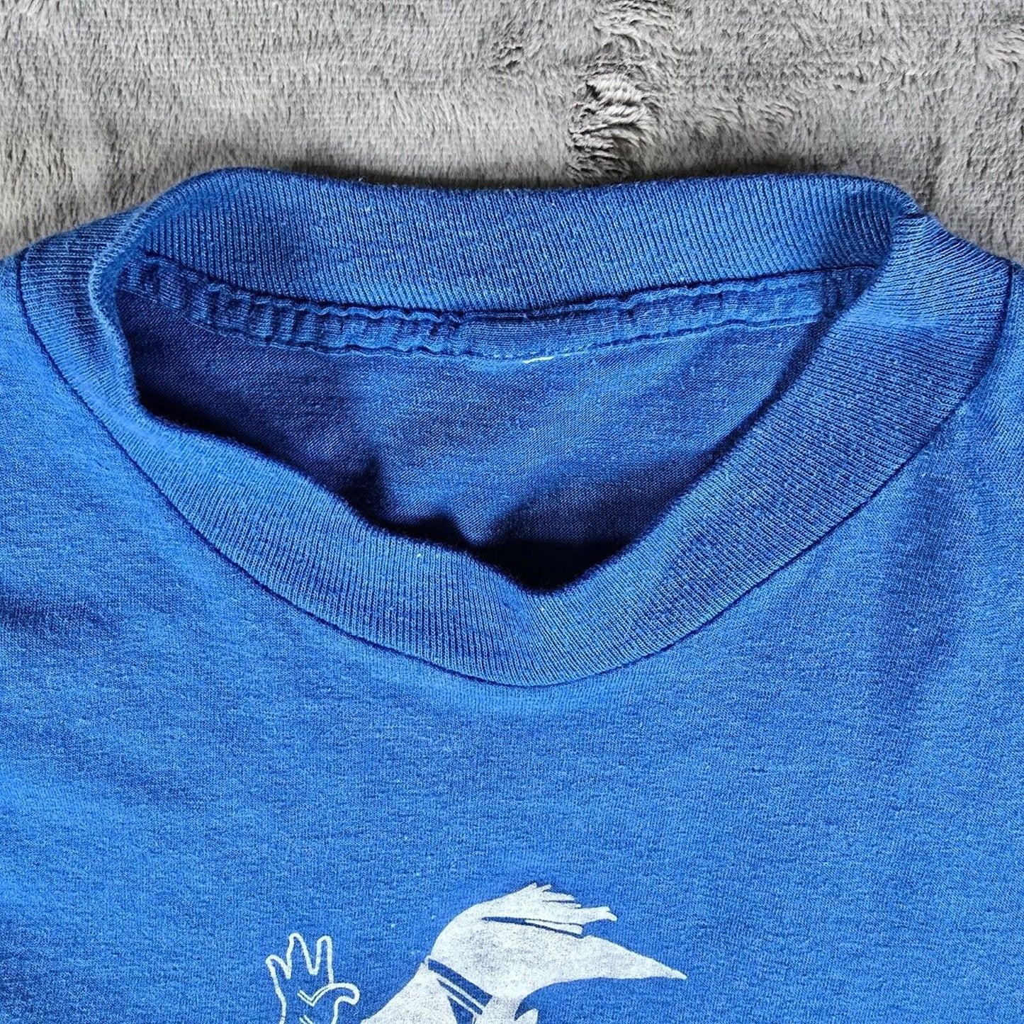 Vintage 1980s Blue Frozen Food Festival Mascot Logo Single Stitch T-Shirt (XS)