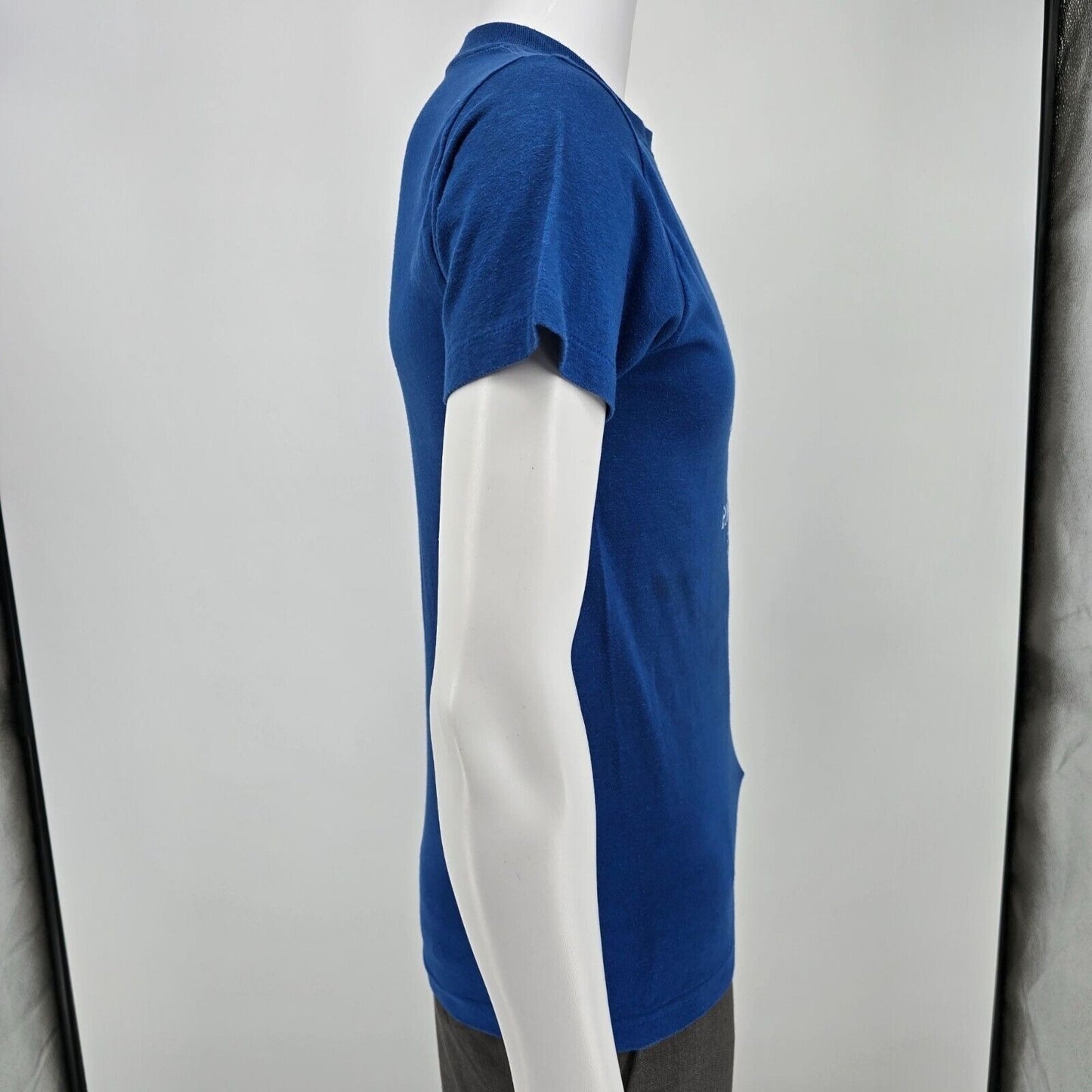 Vintage 1980s Blue Frozen Food Festival Mascot Logo Single Stitch T-Shirt (XS)