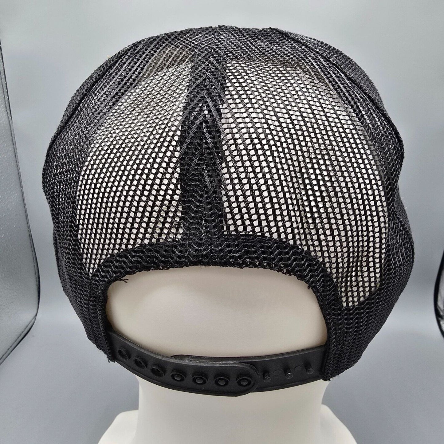 Vintage Secodyne Inc. Adjustable Snapback Black & Yellow Mesh Trucker Cap