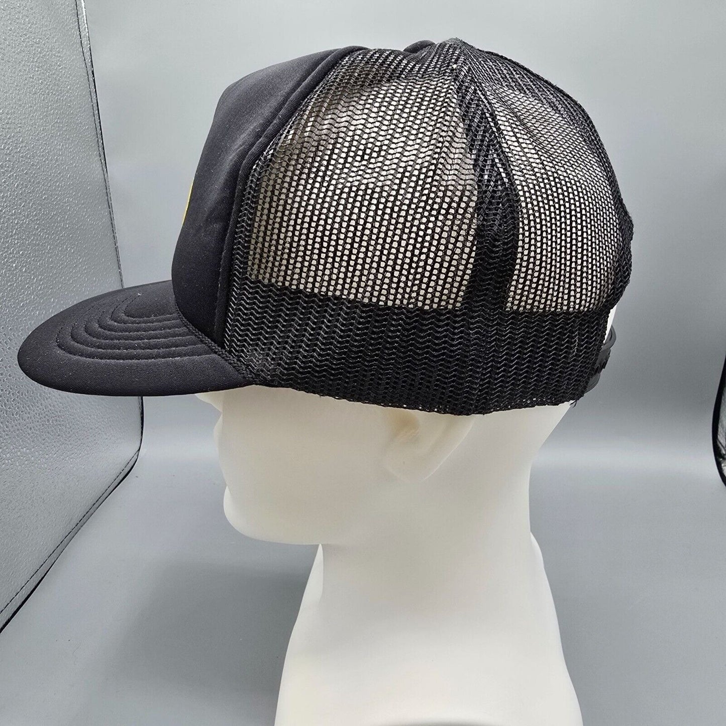 Vintage Secodyne Inc. Adjustable Snapback Black & Yellow Mesh Trucker Cap