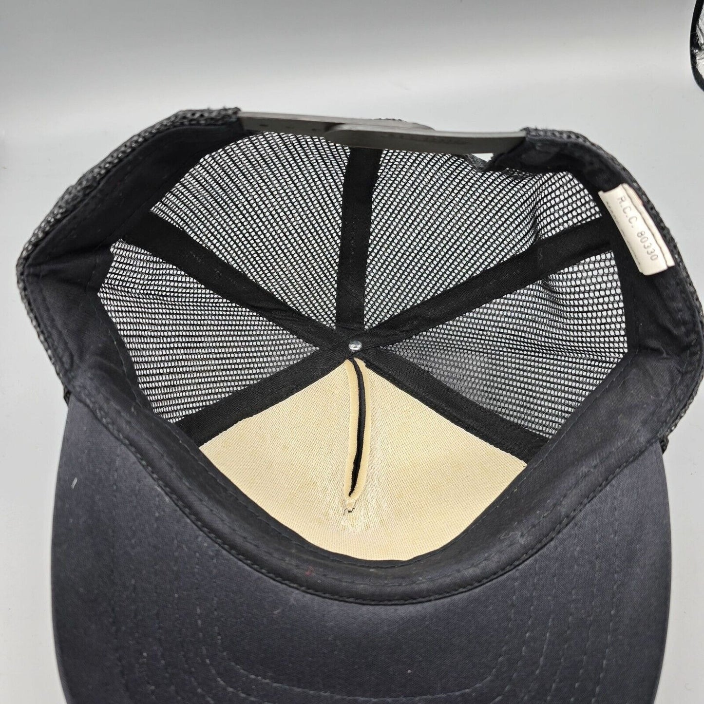 Vintage Secodyne Inc. Adjustable Snapback Black & Yellow Mesh Trucker Cap