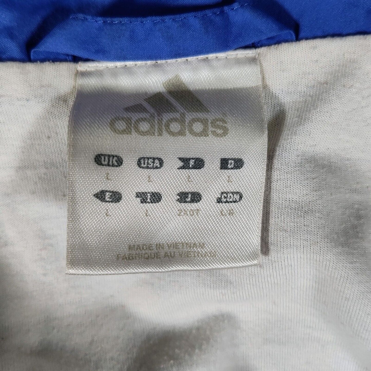 Vintage Adidas Y2K 2003 Womens Blue Hooded Windbreaker Jacket Fair Condition (L)