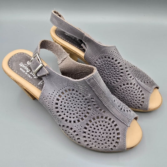 Spring Step Made in Italy Gray Leather Liberty Dress Sandals EU37 (US 6.5)