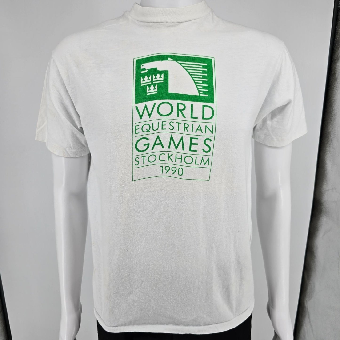 Vintage 1990 Hanes Beefy-T World Equestrian Games Stockholm T-Shirt (M)