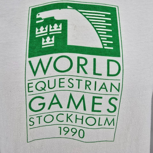 Vintage 1990 Hanes Beefy-T World Equestrian Games Stockholm T-Shirt (M)