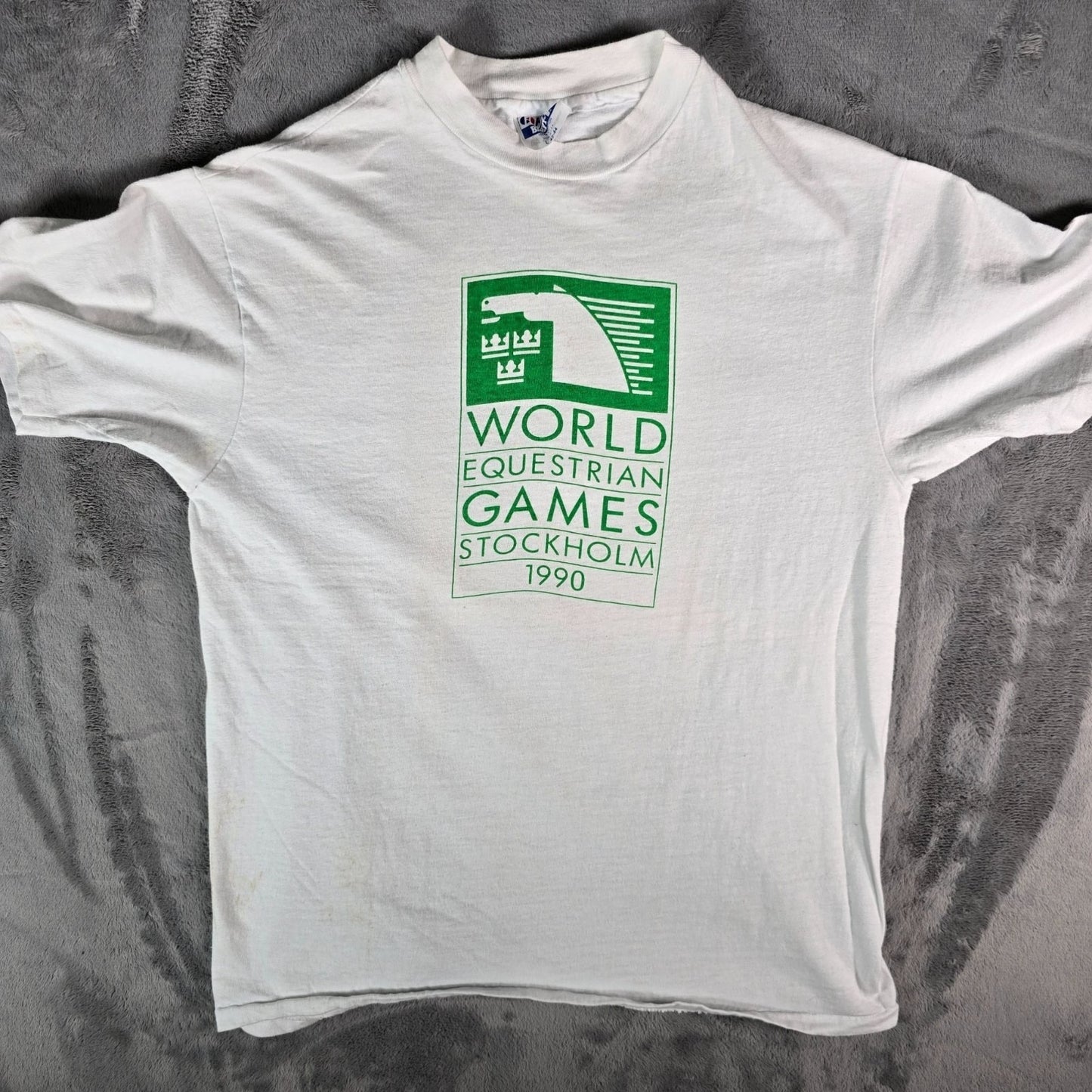 Vintage 1990 Hanes Beefy-T World Equestrian Games Stockholm T-Shirt (M)