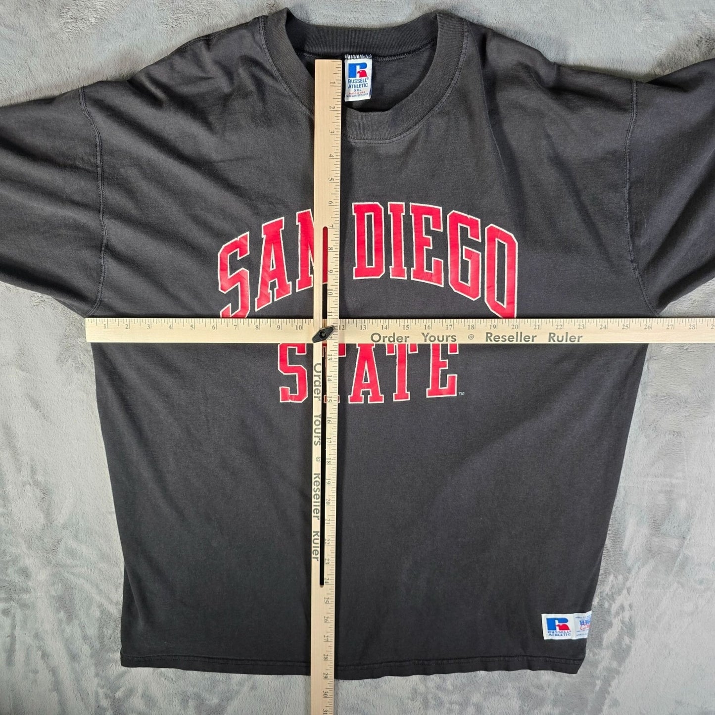 Vintage 1990s Russell Athletic San Diego State University Black T-Shirt (XXL)