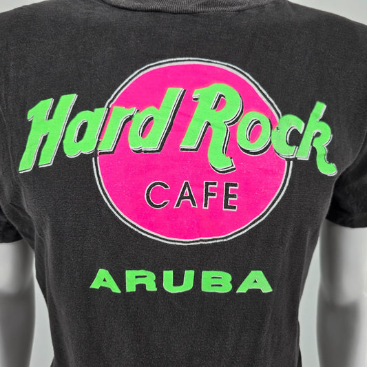 Distressed Vintage 1990s Neon Hard Rock Cafe Aruba Single Stitch T-Shirt (L)