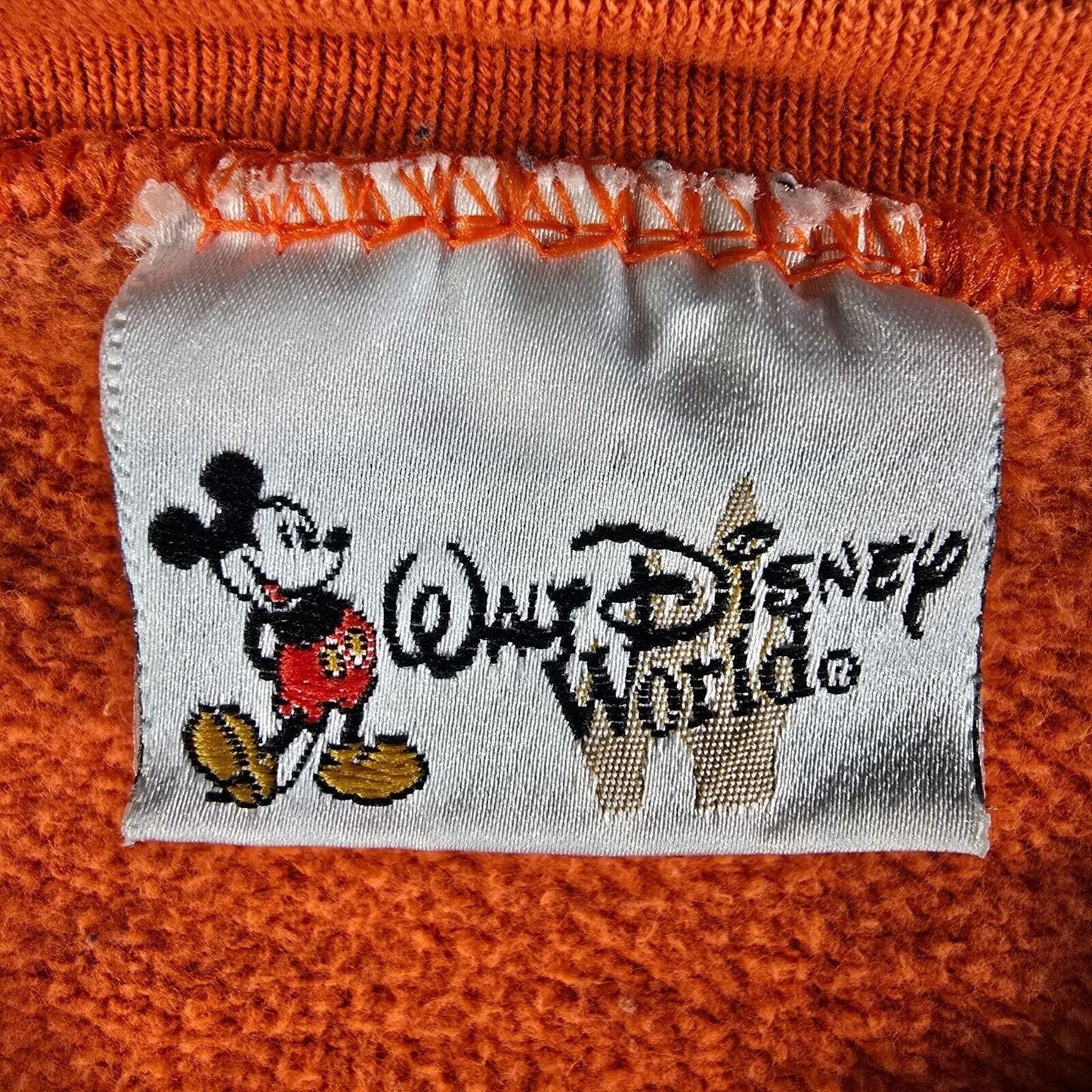 Vintage Y2K Walt Disney World Orange Mickey Mouse Embroidered Sweatshirt (L)