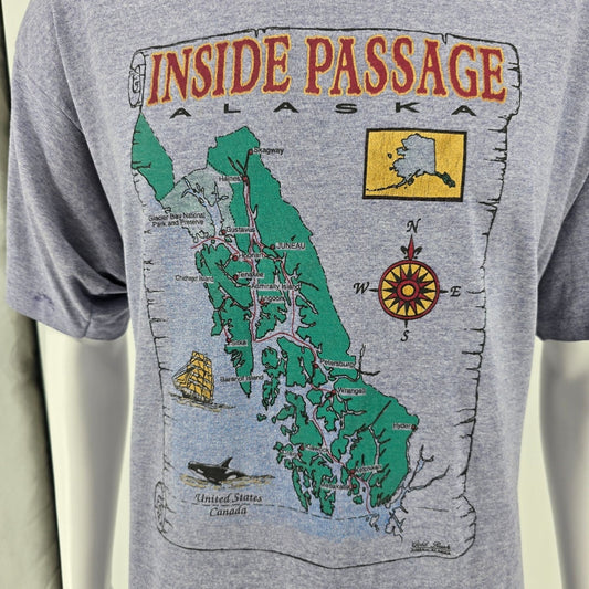 Vintage 1990s Inside Passage Alaska Gold Rush Juneau Graphic T-Shirt (XL/XXL)