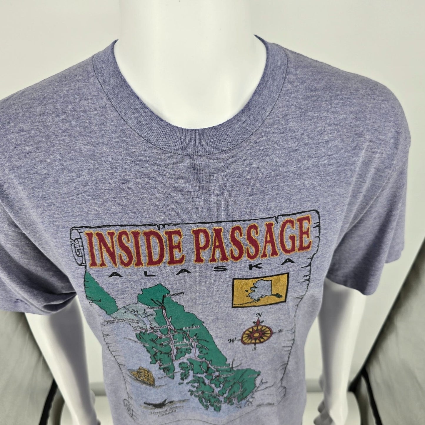 Vintage 1990s Inside Passage Alaska Gold Rush Juneau Graphic T-Shirt (XL/XXL)