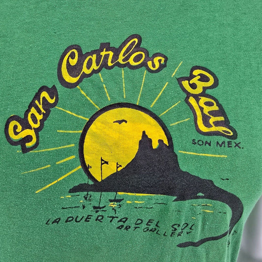 Vintage 1970s San Carlos Bay Mexico La Puerta Del Sol Art Gallery T-Shirt (S)