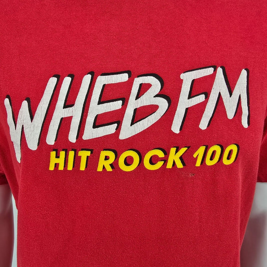 Vintage 1980s/1990s WHEB FM Hit Rock 100 Portsmouth, New Hampshire T-Shirt (L)