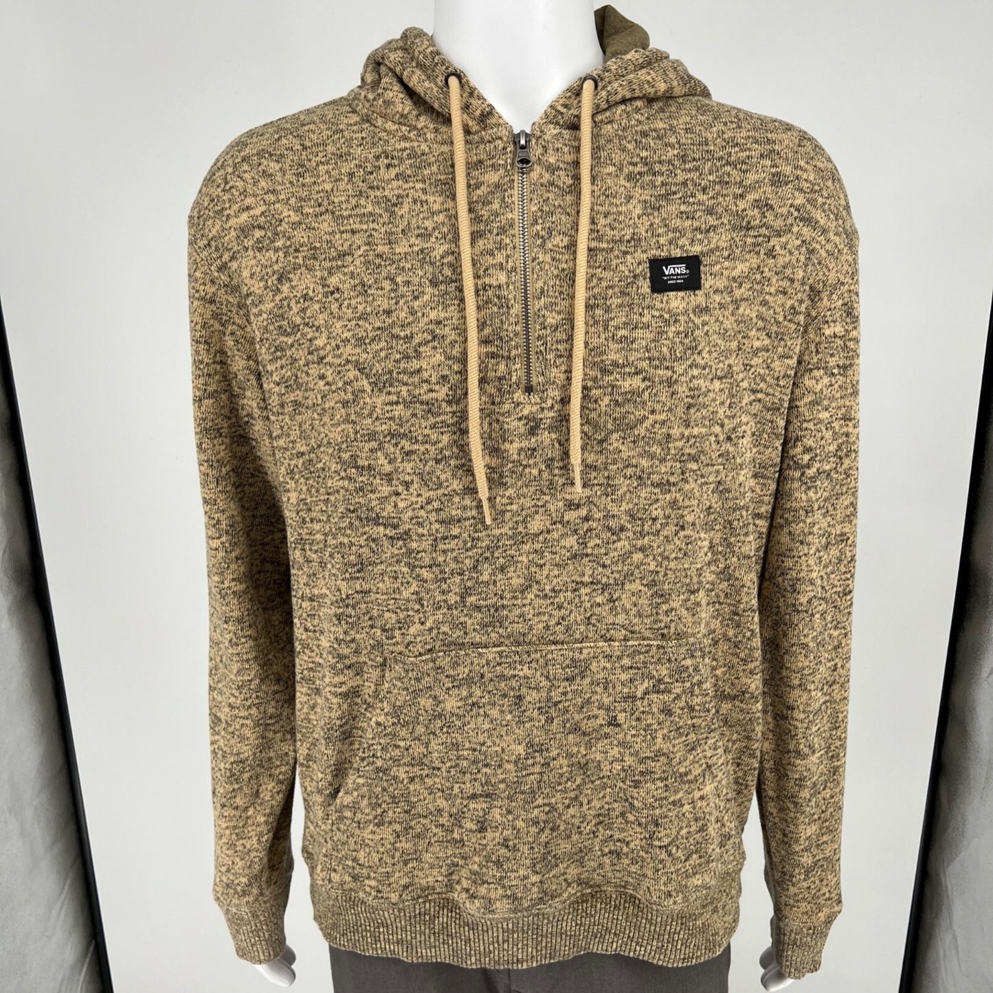 VANS Men's Flurry Half Zip Taupe Pullover Hoodie Fleece Sweater (Medium)