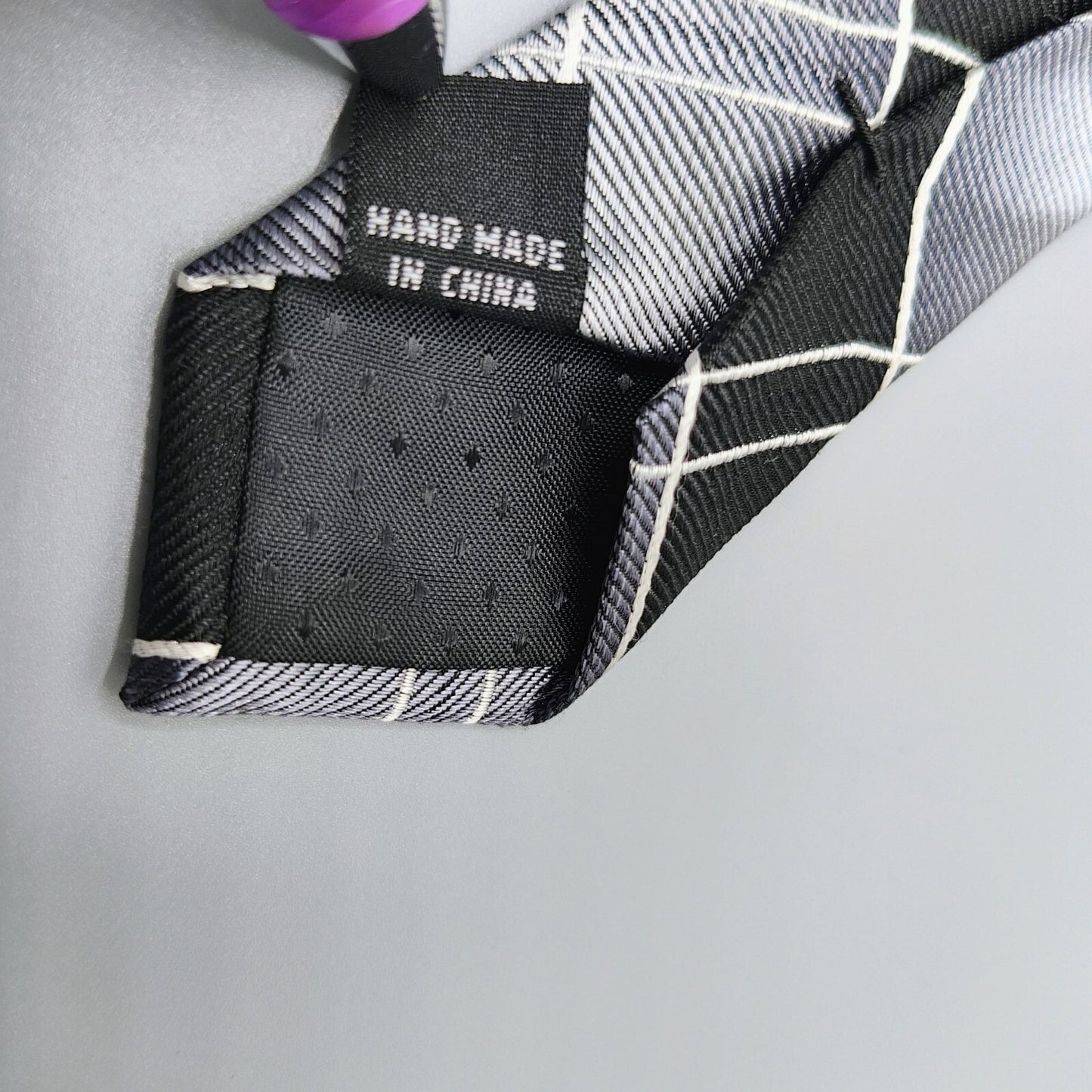 Pierre Cardin Black & Gray Plaid 3.75 " Width 100% Silk Necktie *Stain*