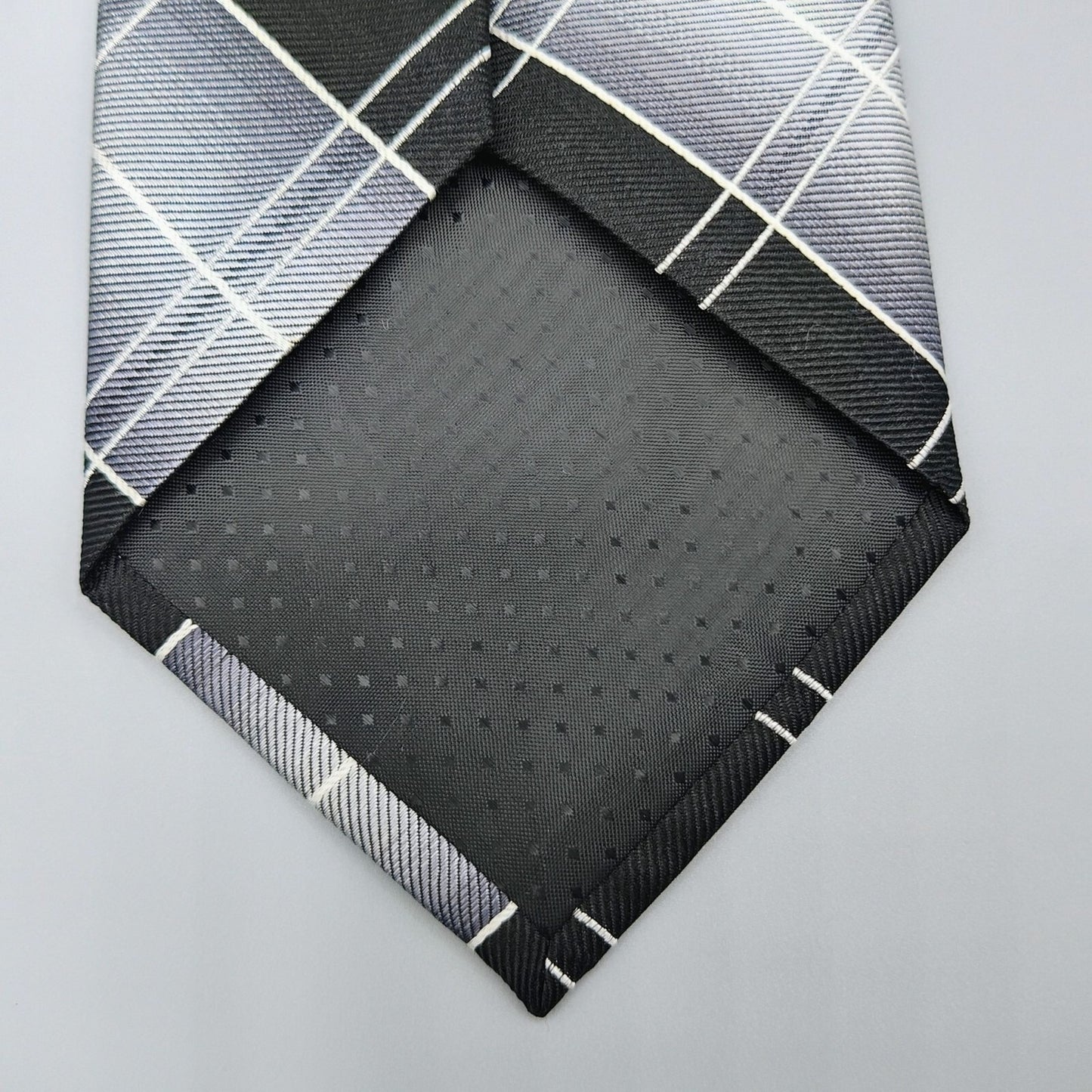Pierre Cardin Black & Gray Plaid 3.75 " Width 100% Silk Necktie *Stain*