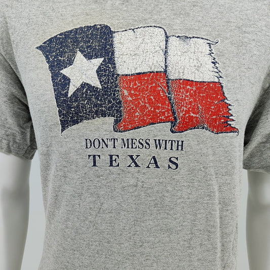 Delta Pro Weight "Don't Mess with Texas" Texas Flag Gray Graphic T-Shirt (Large)