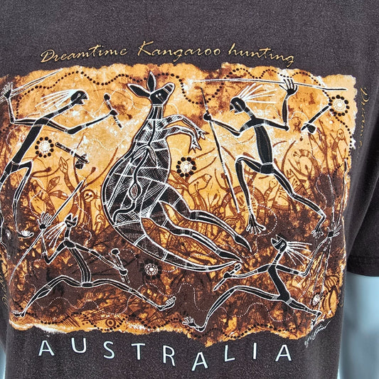 Vintage 1990s Gooses T-Shirts Australia Dreamtime Kangaroo Hunting T-Shirt (L)