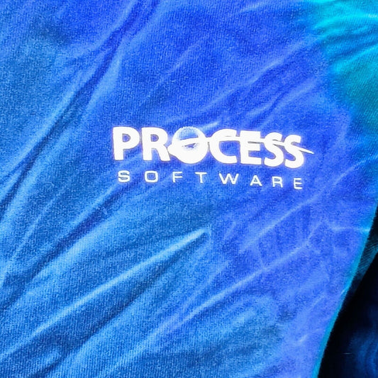 Vintage 1990s Single Stitch Process Software Blue & Green Tie-Dye T-Shirt (L)