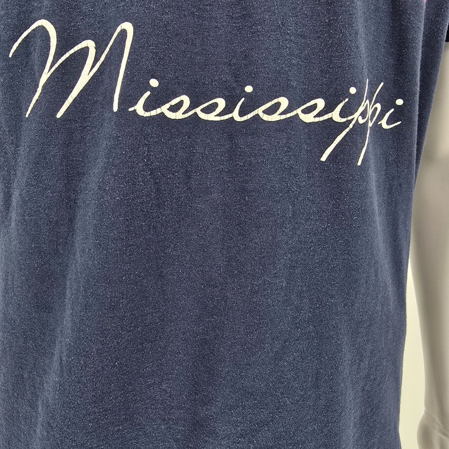 Vintage Late 1980s Screen Stars Mississippi Cotton Field Puff Print T-Shirt (L)