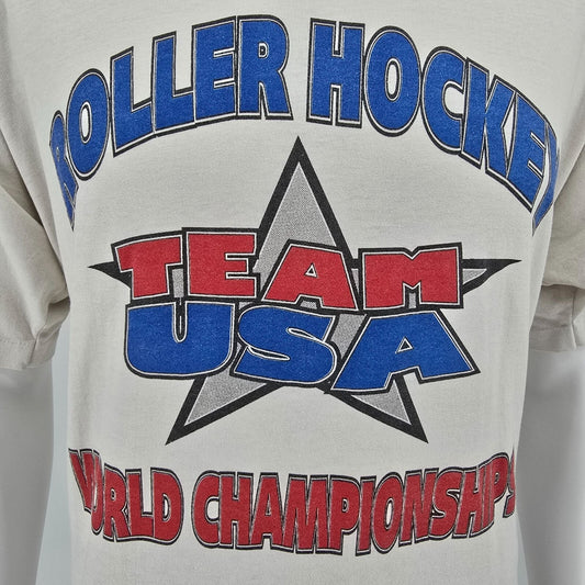 Vintage 1990s Team USA Roller Hockey World Championships White T-Shirt (XL)