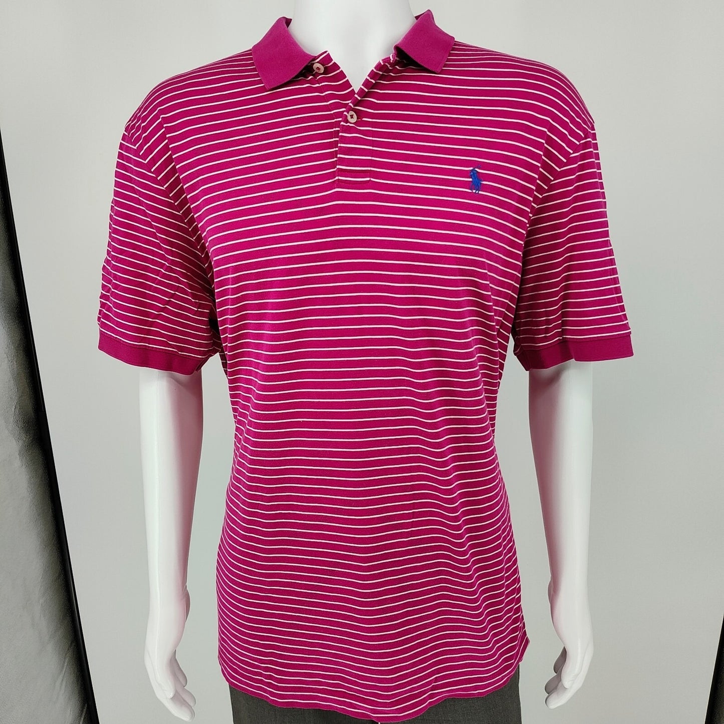 Polo Golf Ralph Lauren Pro Fit 100% Pima Cotton Pink Striped Polo (2XL)